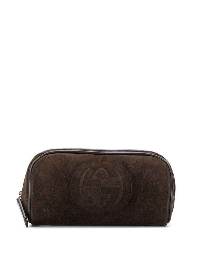 Gucci Pre-Owned 2000 embossed logo cosmetic pouch - Brown