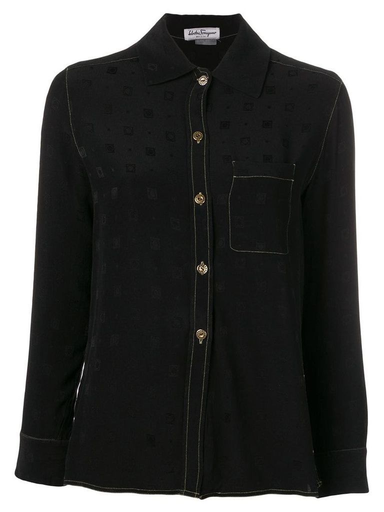 Salvatore Ferragamo Pre-Owned 1970's jacquard detail shirt - Black