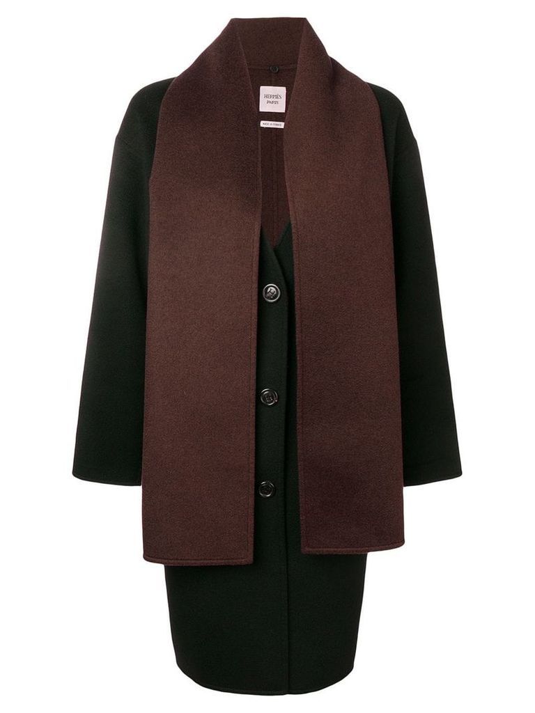 Hermès Pre-Owned 2000 detachable scarf coat - Black