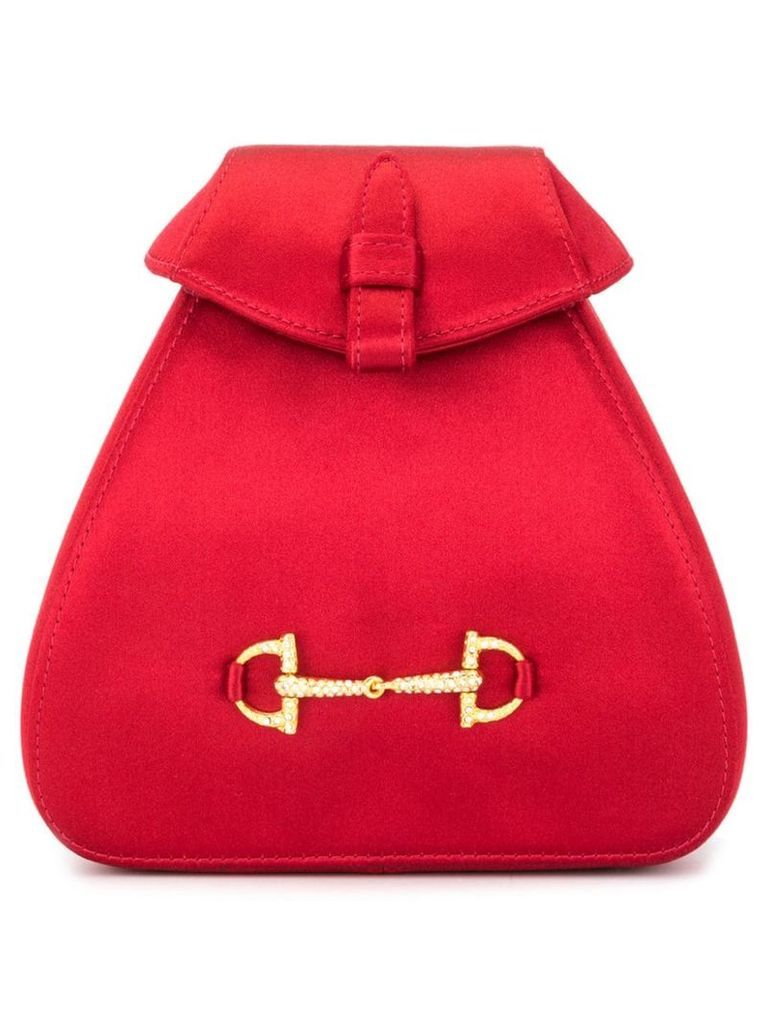 Gucci Pre-Owned horsebit rhinestone backpack bag - Red
