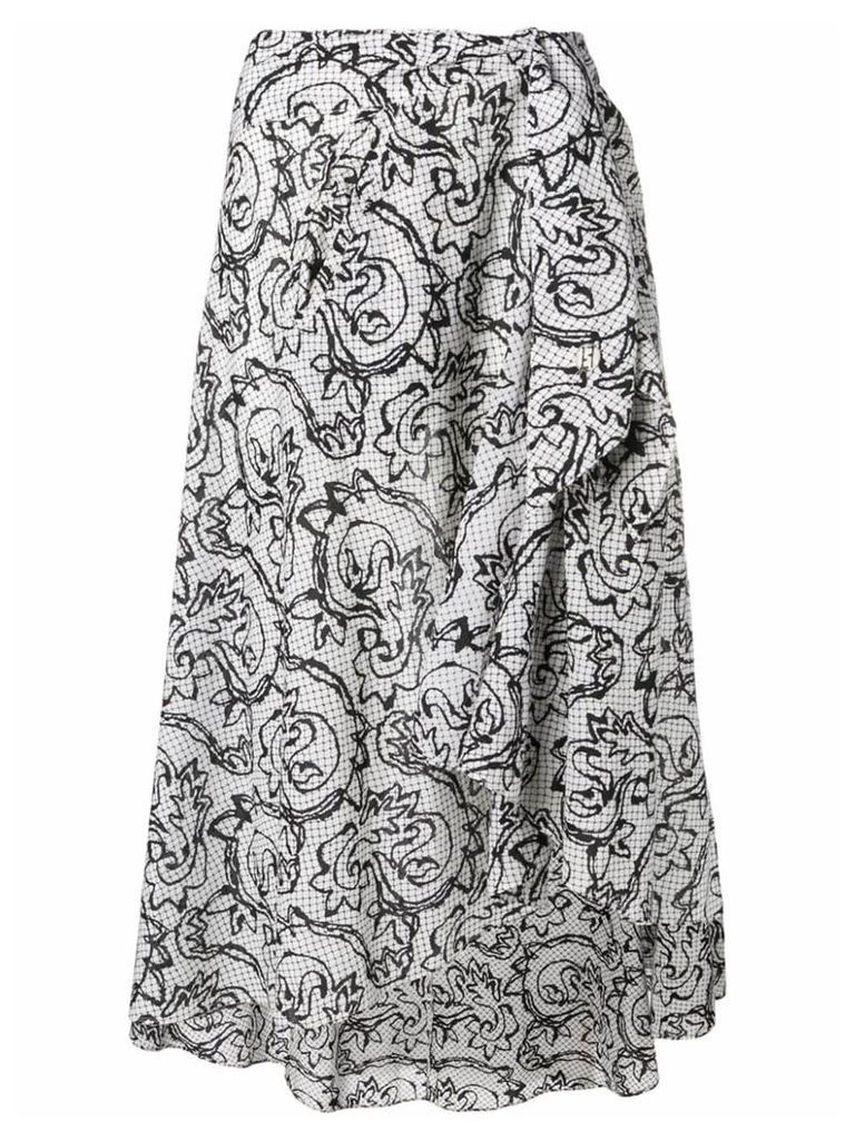 Fendi Pre-Owned 1990's sketch floral skirt - White