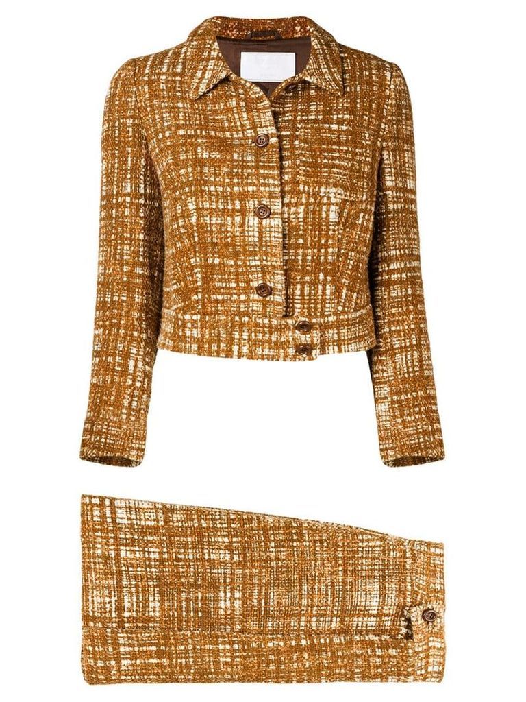 Prada Pre-Owned 2000'S tweed skirt suit - Brown