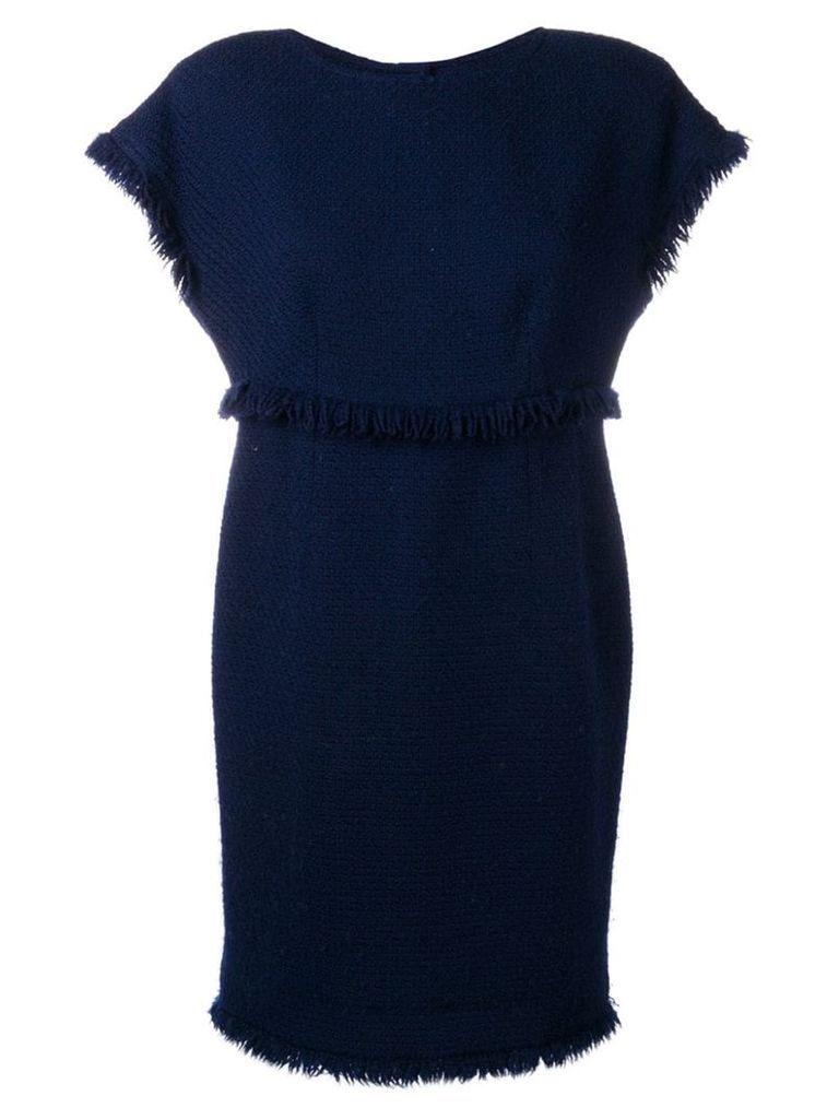 Chanel Pre-Owned 1990's fringed knitted dress - Blue