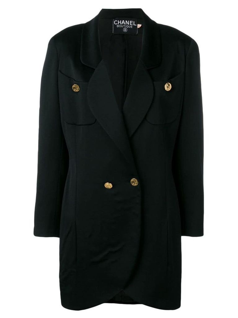 Chanel Pre-Owned 1980's elongated blazer coat - Black