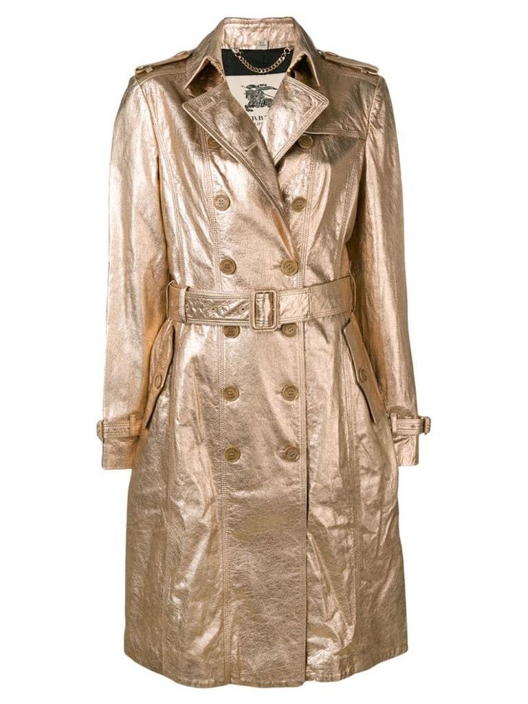 Burberry Pre-Owned 1990s double-breasted metallic coat - GOLD