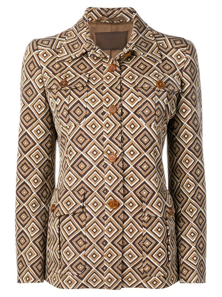 Prada Pre-Owned 1990's geometric pattern boxy jacket - Brown