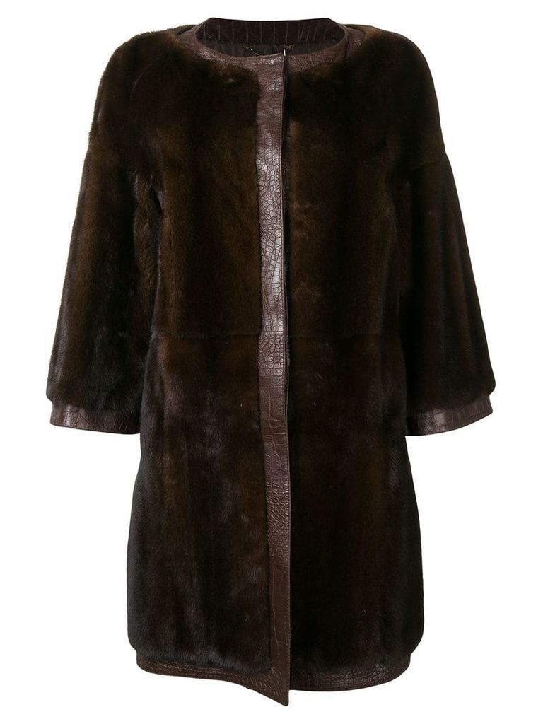 Gianfranco Ferré Pre-Owned midi trimmed coat - Brown