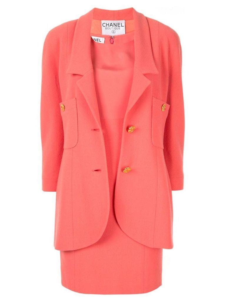 Chanel Pre-Owned CC setup suit jacket dress - PINK