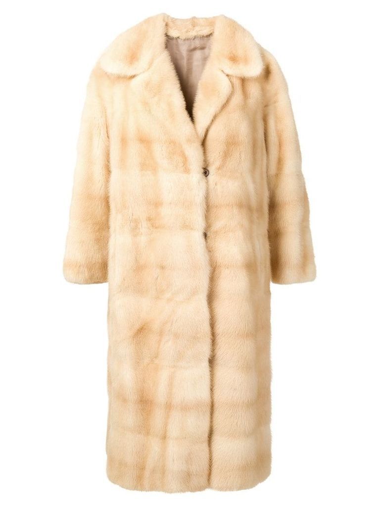 A.N.G.E.L.O. Vintage Cult check texture fur coat - NEUTRALS