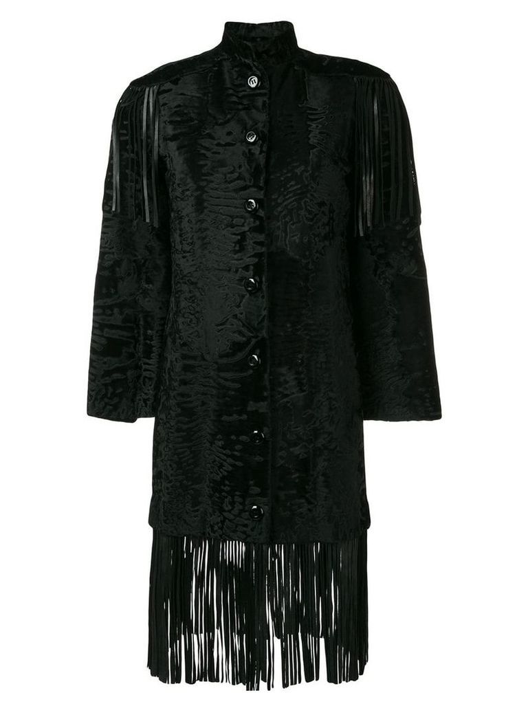 Christian Dior Pre-Owned fringed fur coat - Black