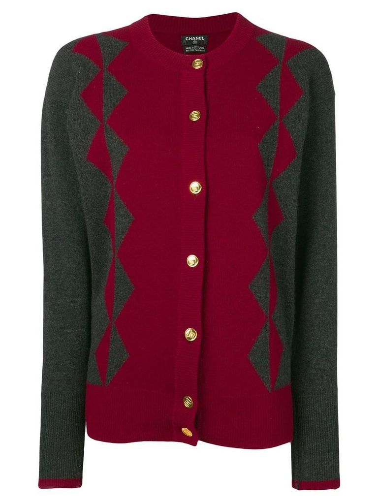 Chanel Pre-Owned two-tone cashmere cardigan - Red