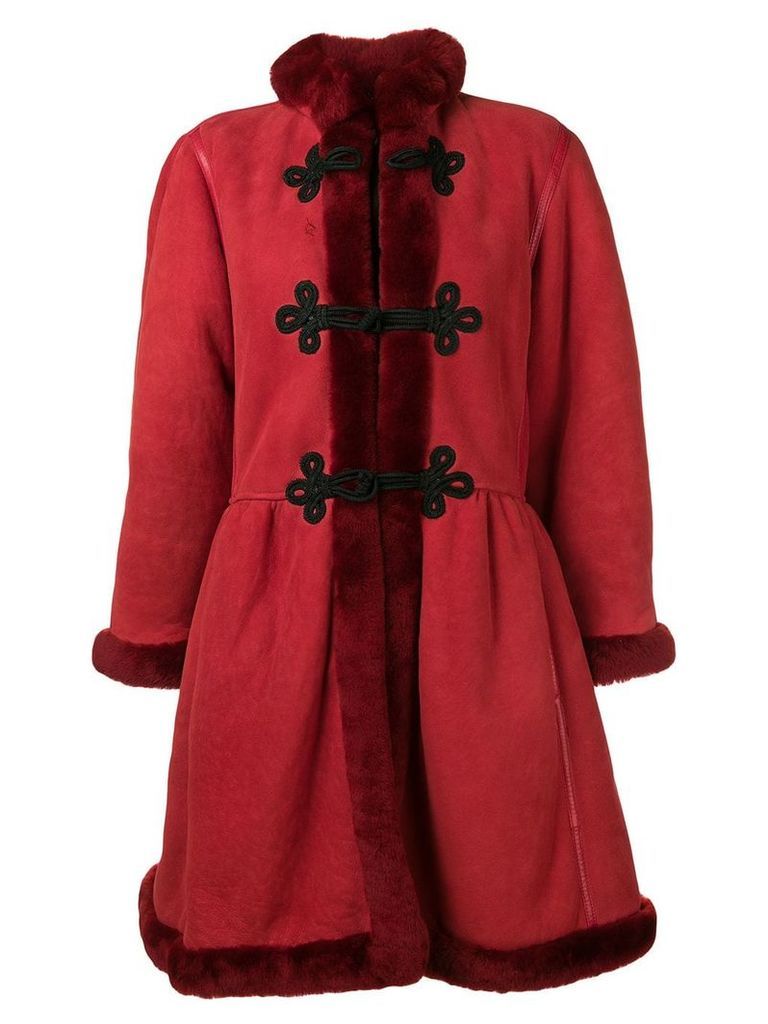 Mario Borsato Vintage fur-trimmed shearling coat - Red