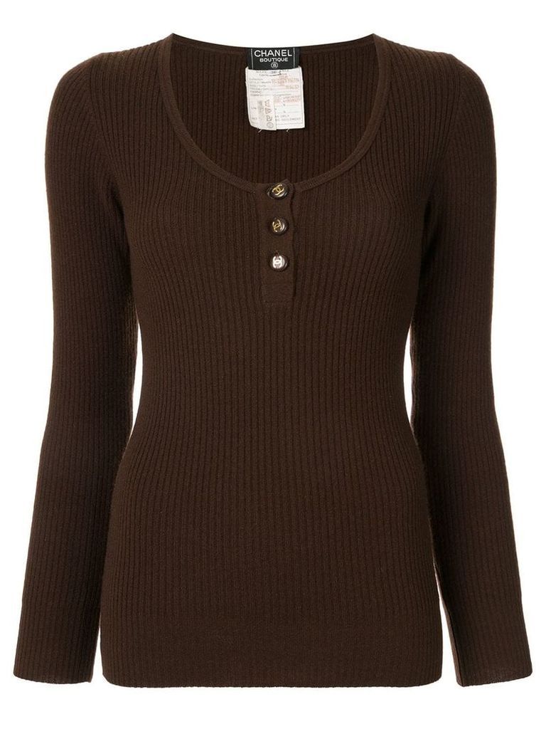 Chanel Pre-Owned longsleeve sweater knit top - Brown