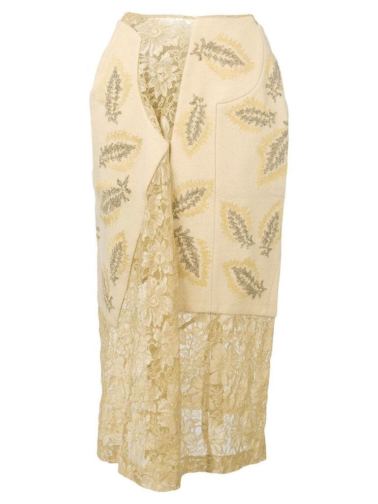 Comme Des Garçons Pre-Owned 1997's lace panelled skirt - NEUTRALS