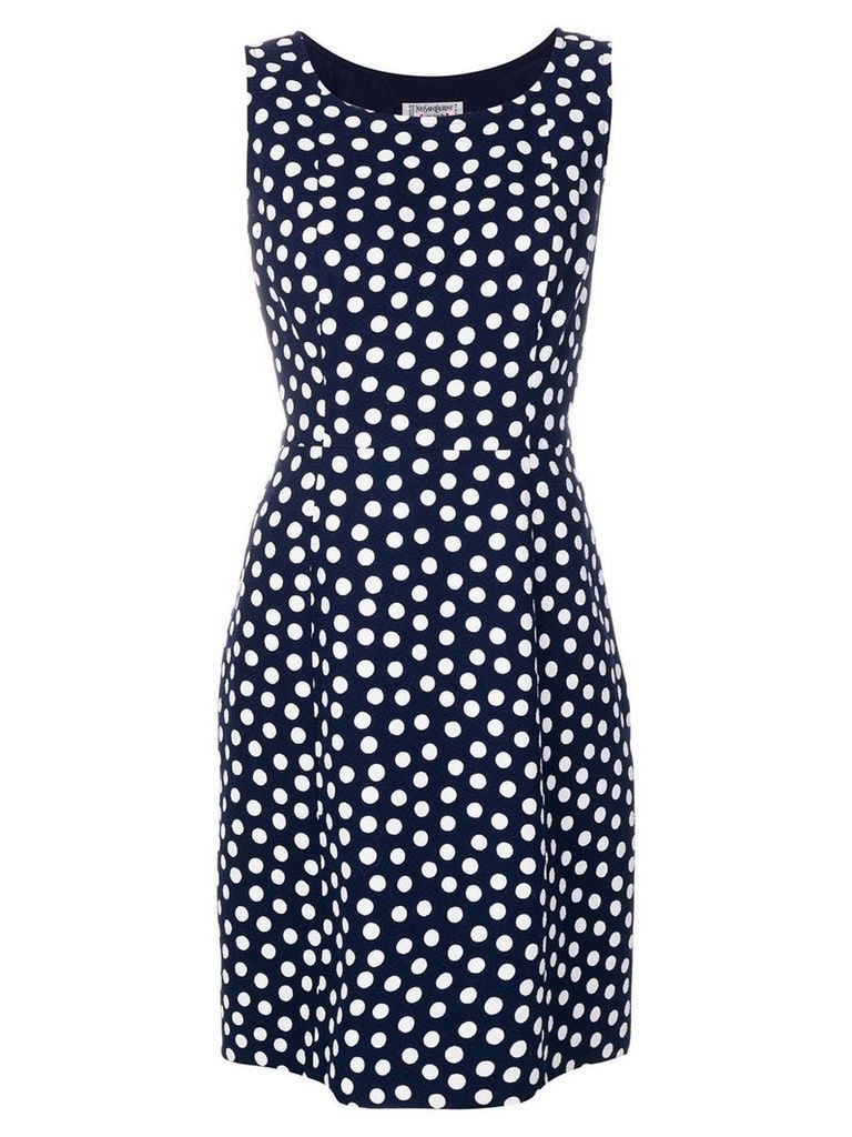 Yves Saint Laurent Pre-Owned polka dot-print sleeveless dress - Blue