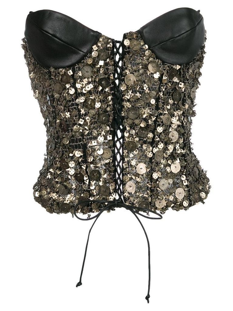 Krizia Pre-Owned sequined corset top - Black