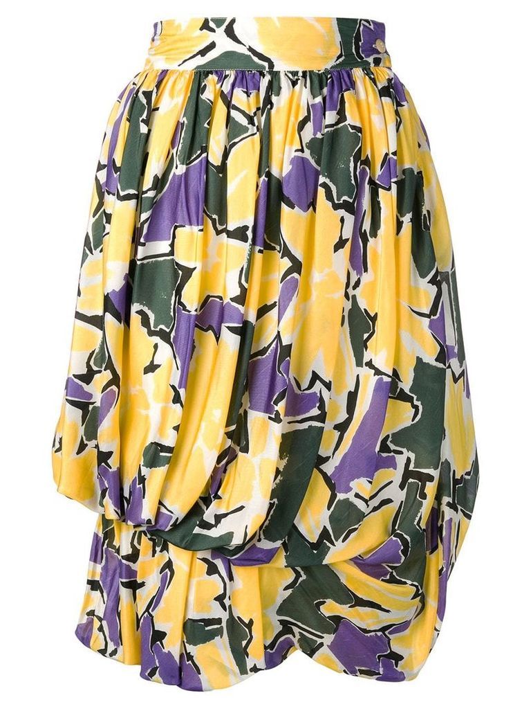 Versace Pre-Owned 1980's floral print balloon skirt - Yellow