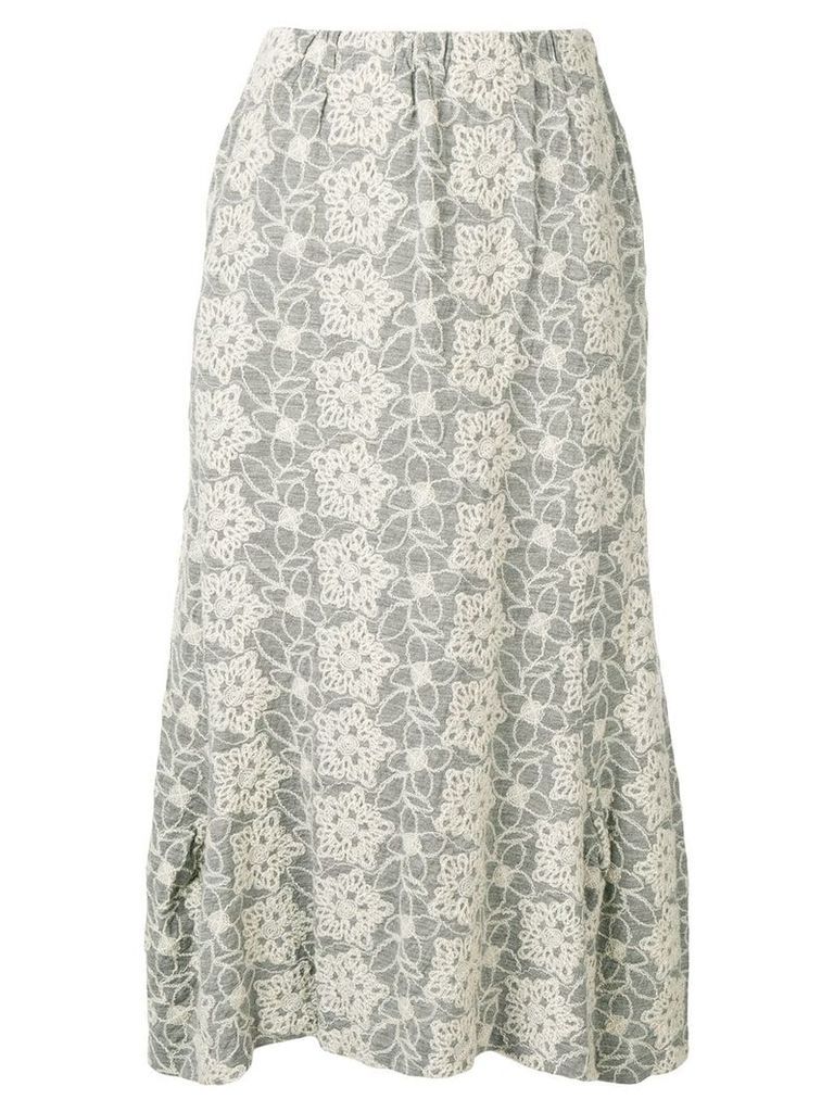 Comme Des Garçons Pre-Owned 1999's embroidered midi skirt - Grey
