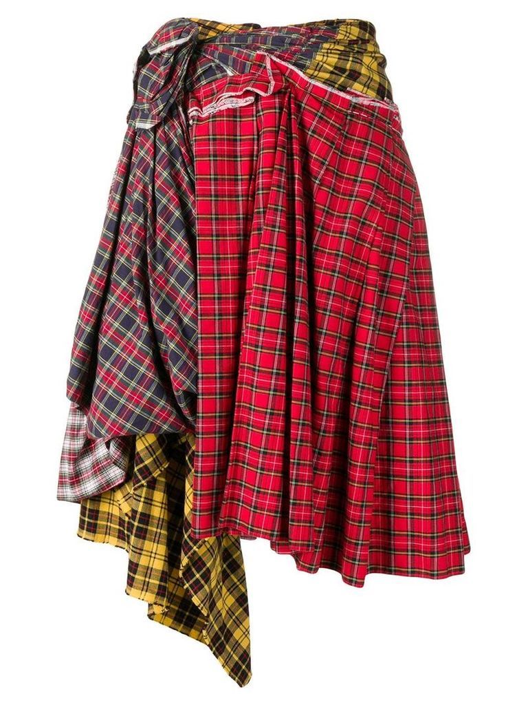 Comme Des Garçons Pre-Owned deconstructed plaid skirt - Red