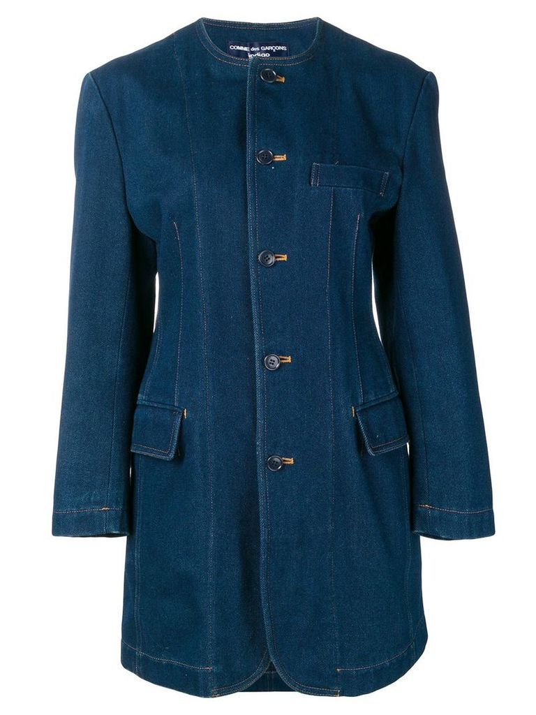 Comme Des Garçons Pre-Owned 1980's denim midi coat - Blue