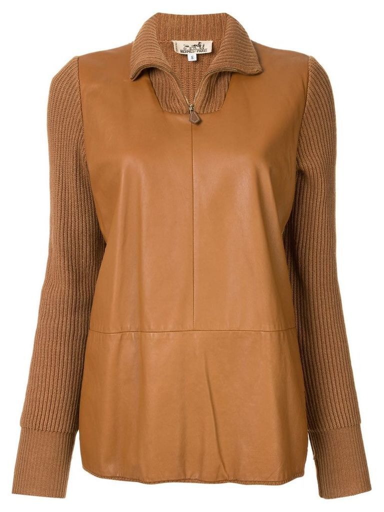 Hermès Pre-Owned panelled knitted top - Brown
