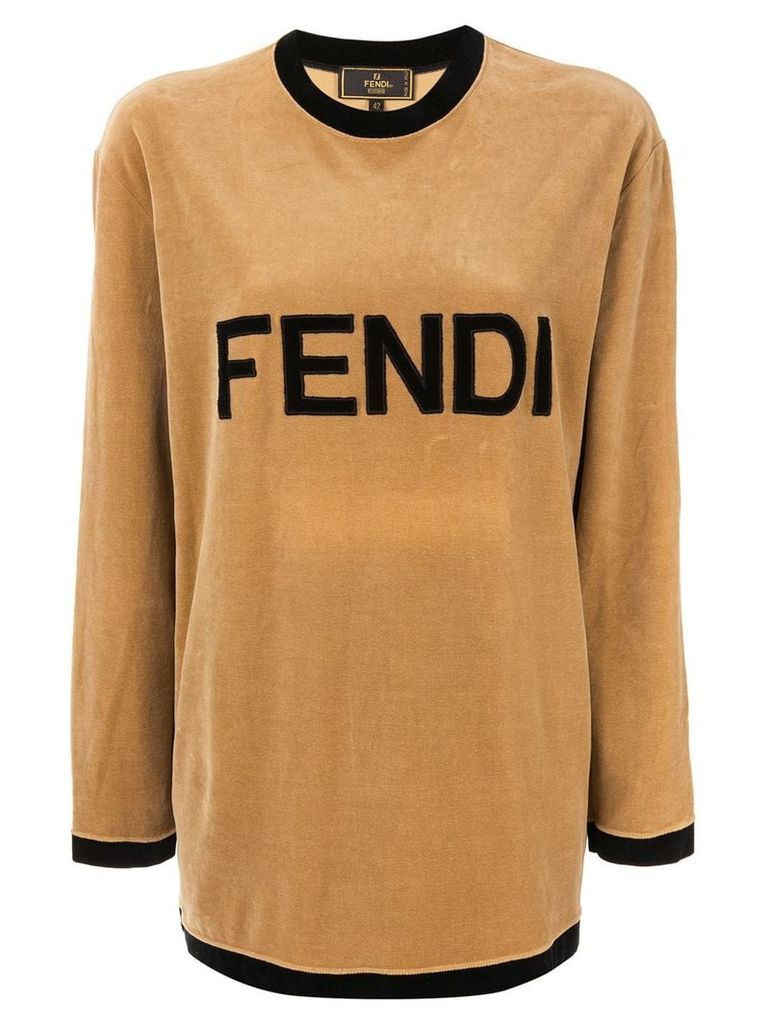 Fendi Pre-Owned logo print velvet top - Brown