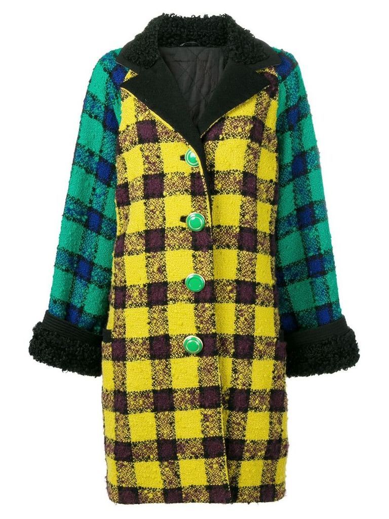 Versace Pre-Owned 1990's oversized checked coat - Yellow