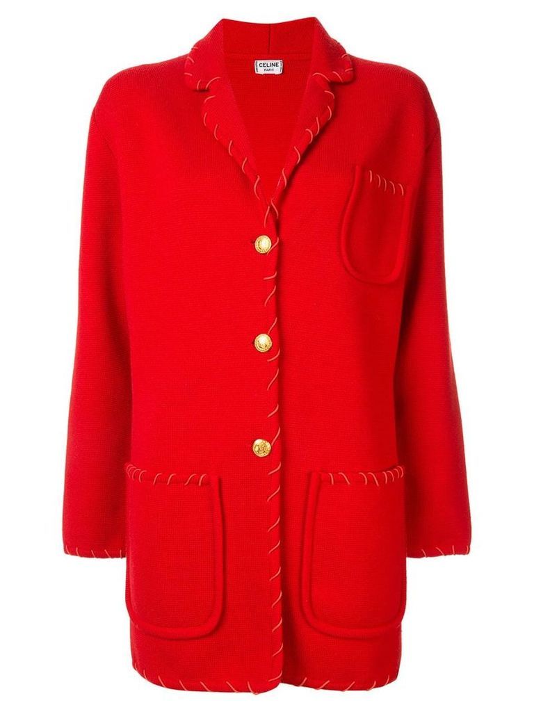 Céline Pre-Owned contrast stitch jacket - Red