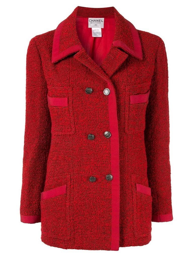 Chanel Pre-Owned CC logos button long sleeve coat jacket - Red