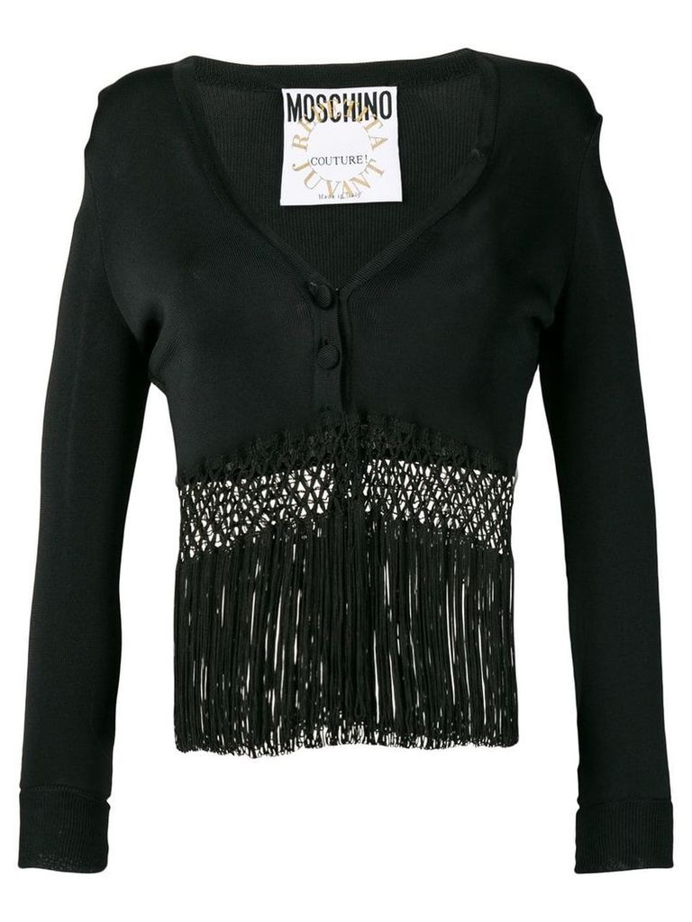 Moschino Pre-Owned 1990's fringed cardigan top - Black