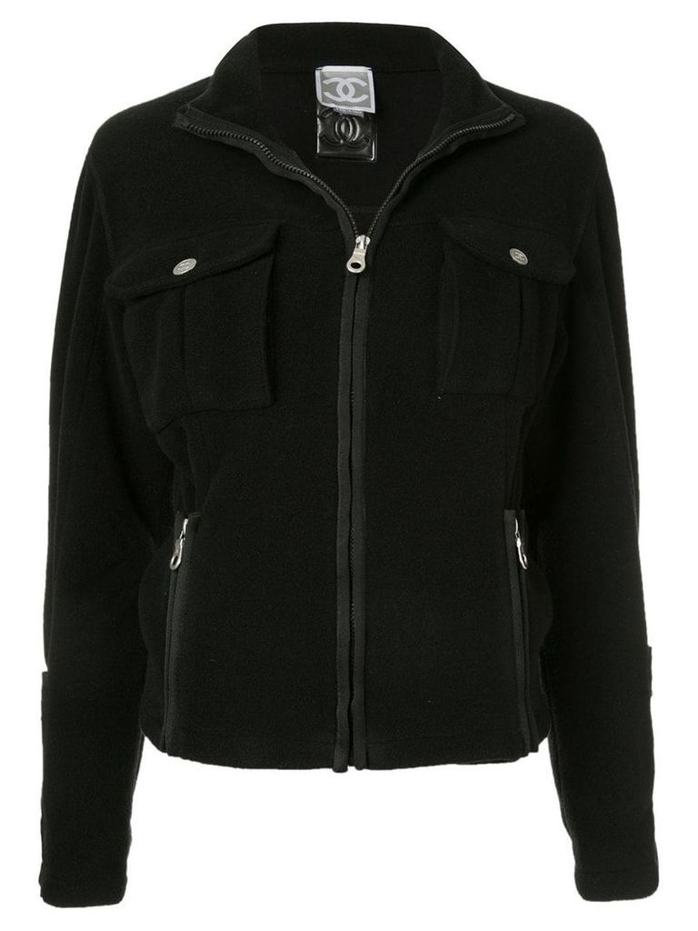 Chanel Pre-Owned Fleece long sleeve coat jacket - Black