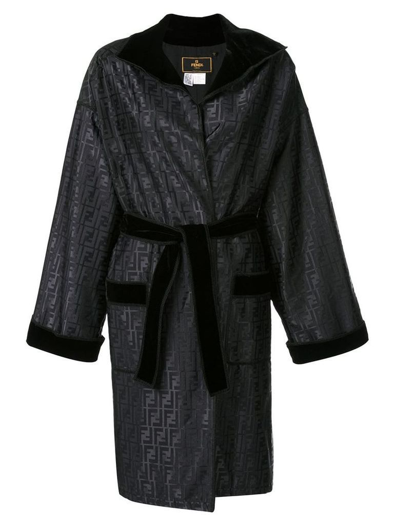 Fendi Pre-Owned FF motif belted coat - Black