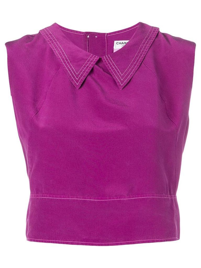Chanel Pre-Owned 2001's collared crop top - PURPLE
