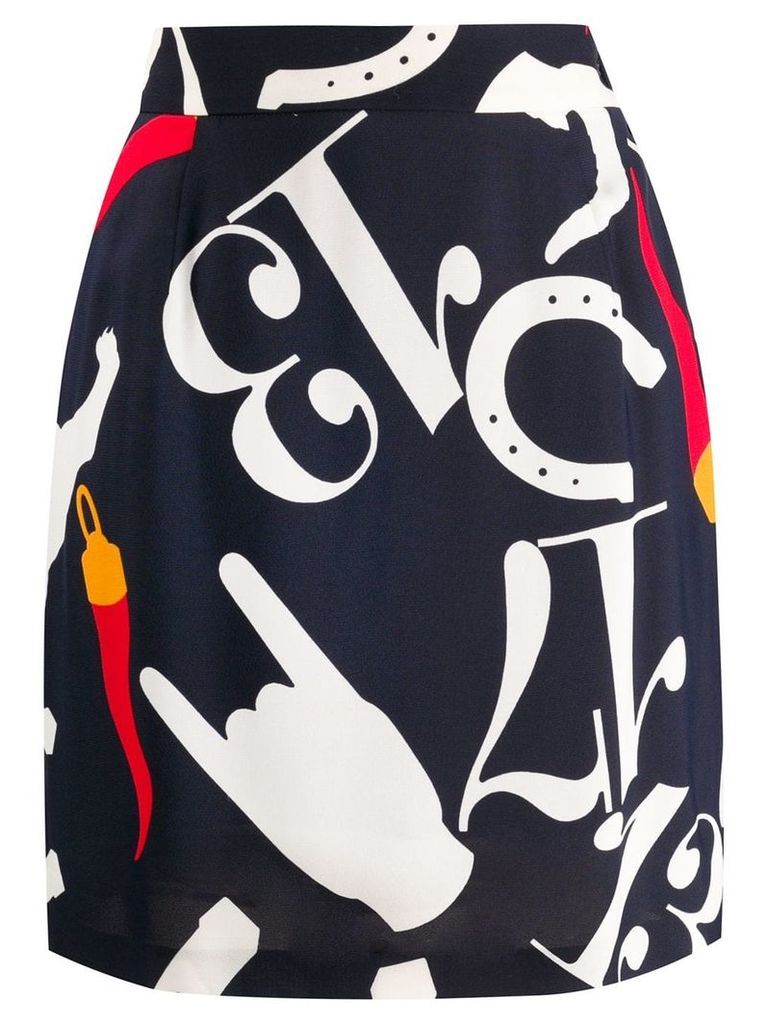 Moschino Pre-Owned 2000'2 graphic print skirt - Blue