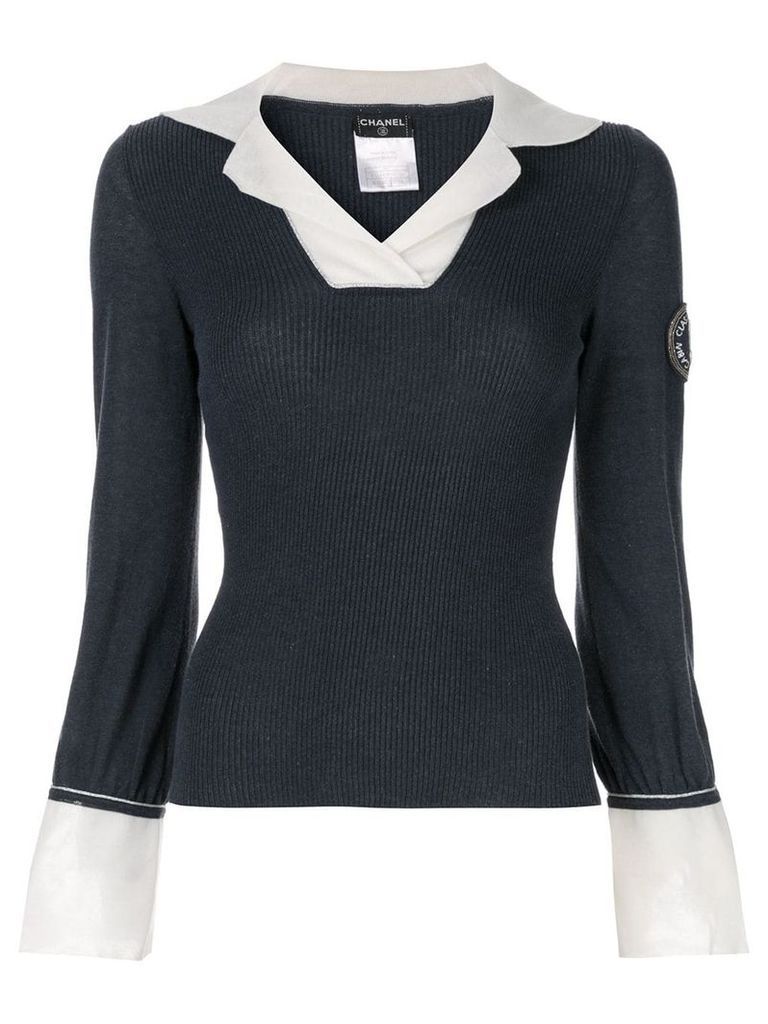 Chanel Pre-Owned layered shirt-effect jumper - Blue