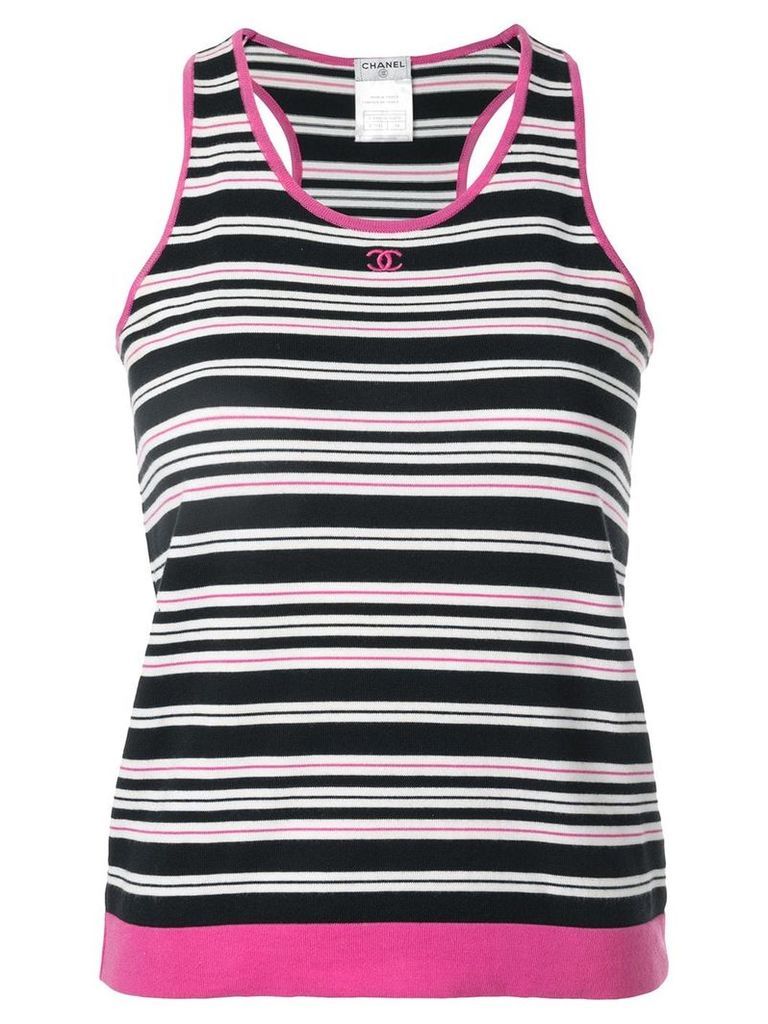 Chanel Pre-Owned 2007 striped tank top - Black
