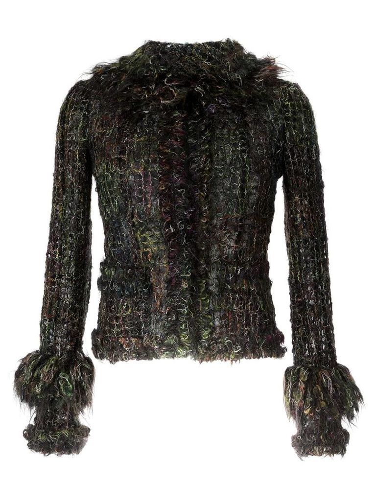 Chanel Pre-Owned fringed tweed jacket - Green