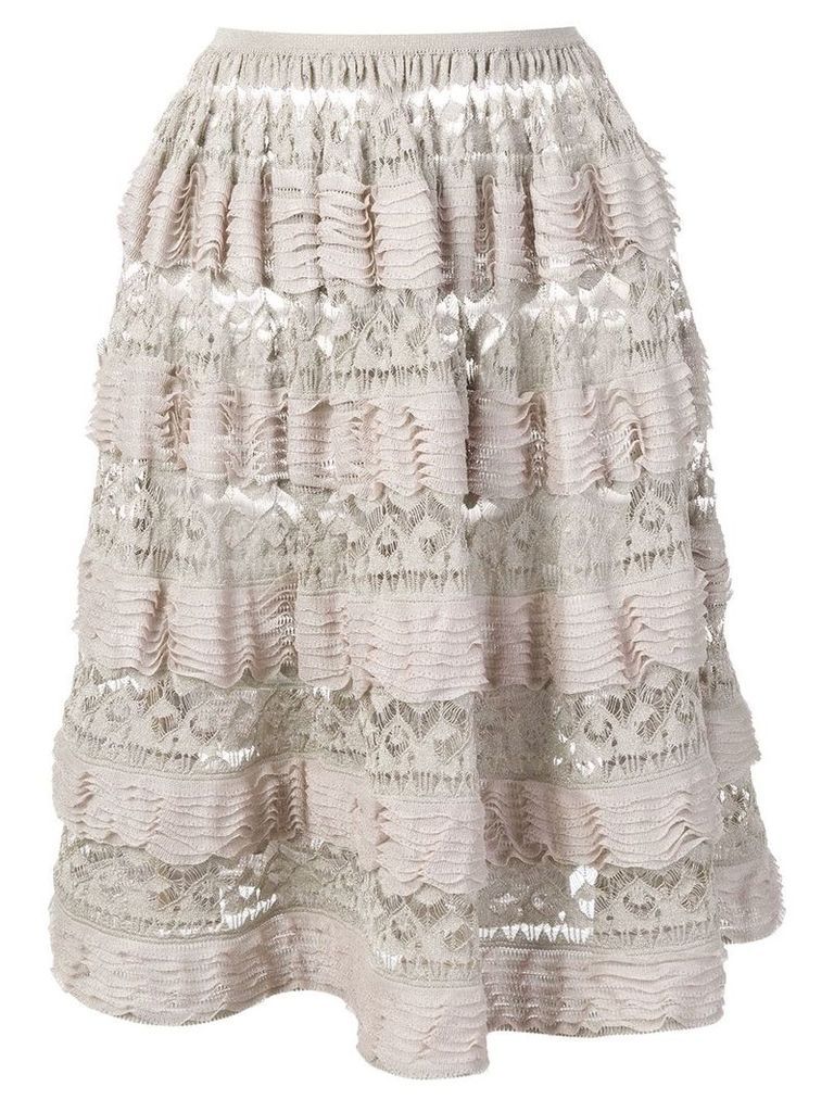 Alaïa Pre-Owned 2000's layered ruffled skirt - Neutrals