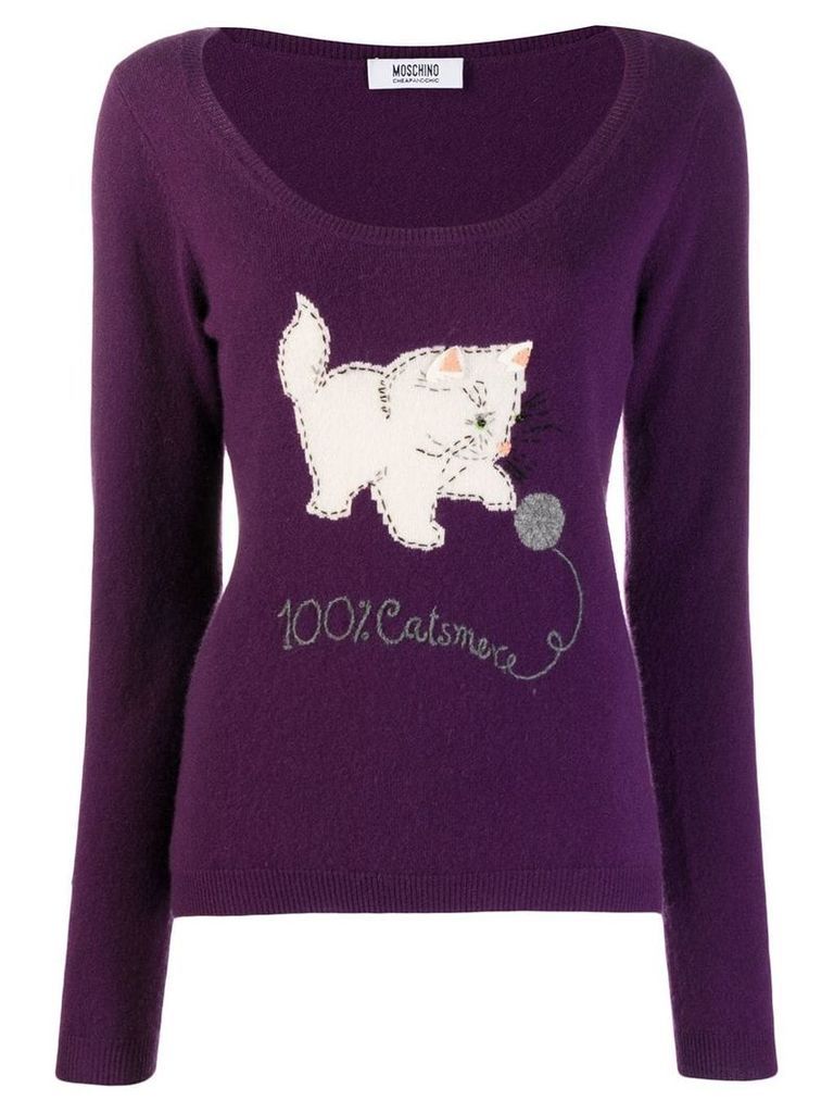 Moschino Pre-Owned intarsia cat jumper - Purple
