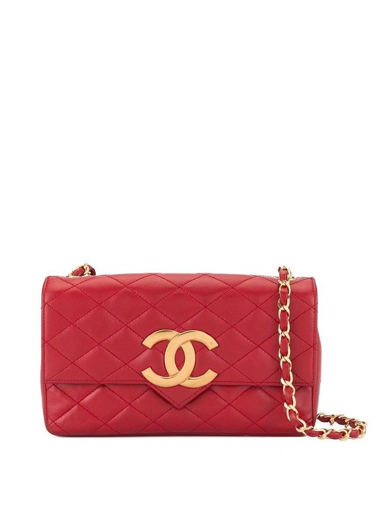 Chanel Pre-Owned 1986-1988 CC Logos Chain Shoulder Bag - Red