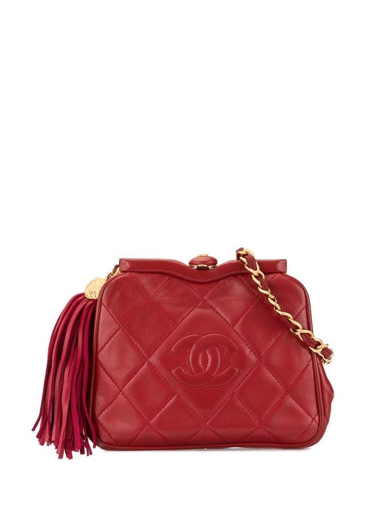Chanel Pre-Owned 1989-1991 CC Logos Fringe Bum Bag - Red