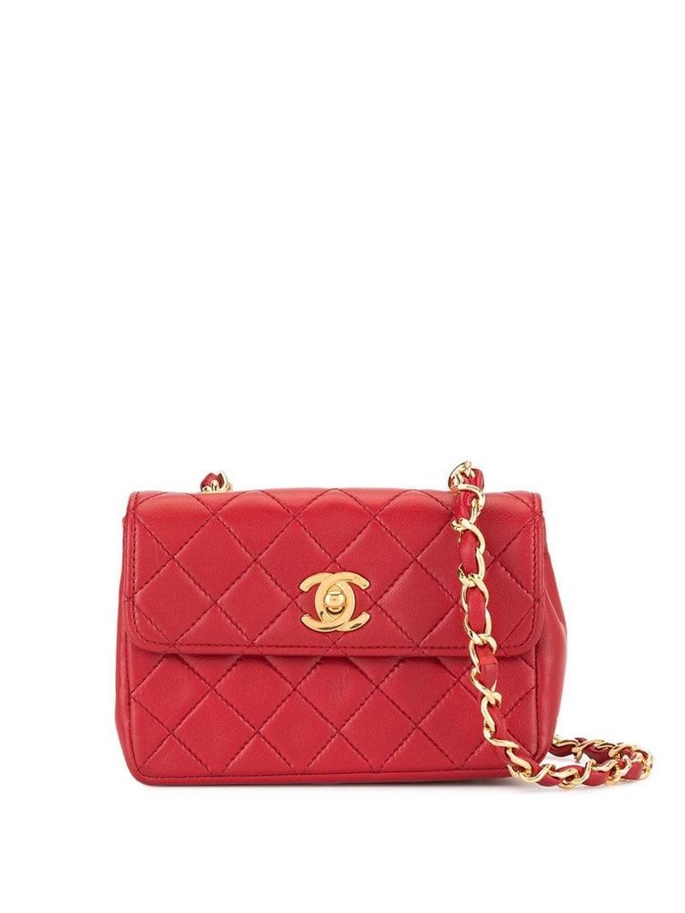 Chanel Pre-Owned 1989-1991 CC Logos Chain Shoulder Bag - Red
