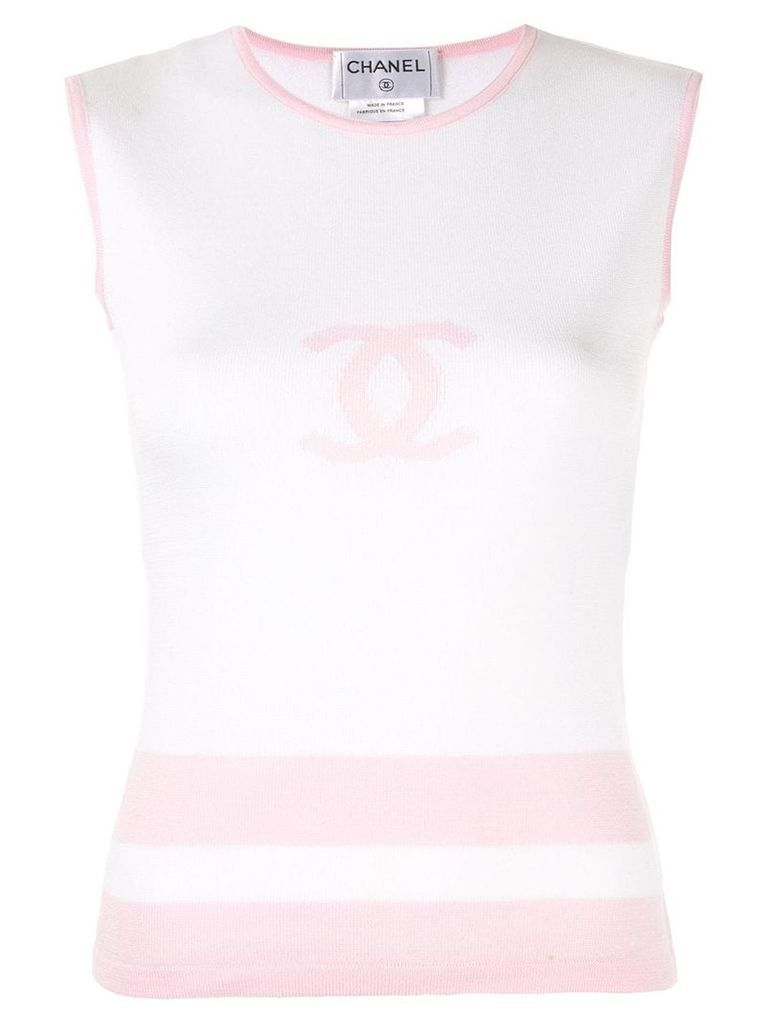 Chanel Pre-Owned CC sleeveless jumper - White
