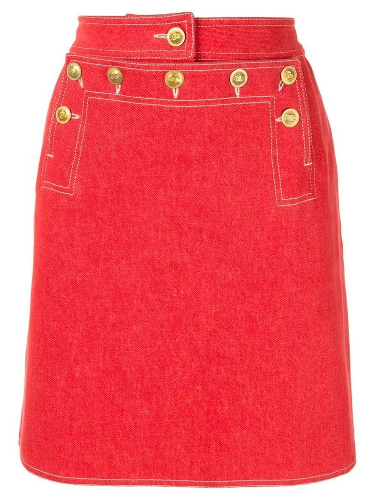 Chanel Pre-Owned CC Logos Skirt - Red