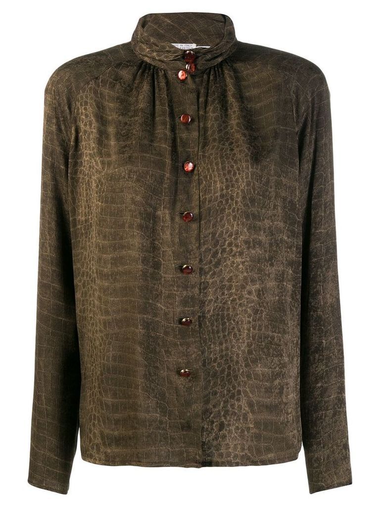 Emanuel Ungaro Pre-Owned 1980's crocodile print shirt - Brown