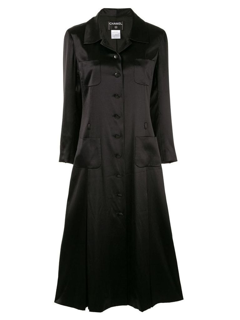 Chanel Pre-Owned pleated coat - Black