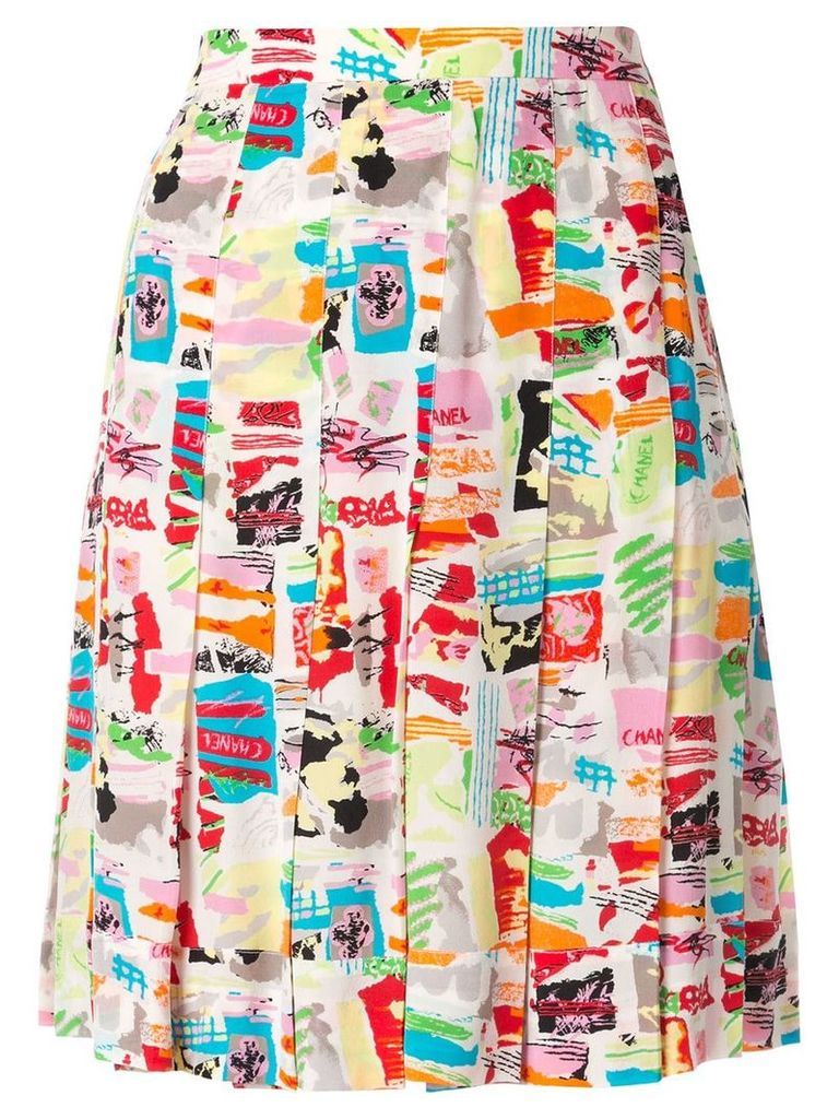Chanel Pre-Owned printed pleated mini skirt - Multicolour