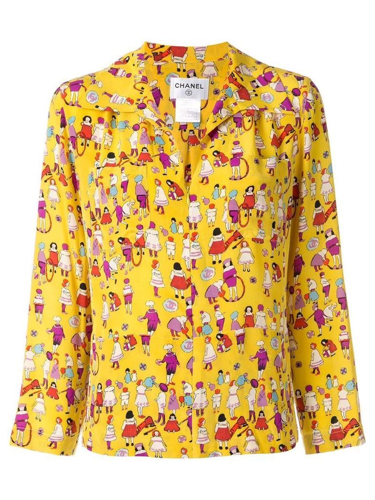 Chanel Pre-Owned 2001 printed zip-up shirt - Yellow
