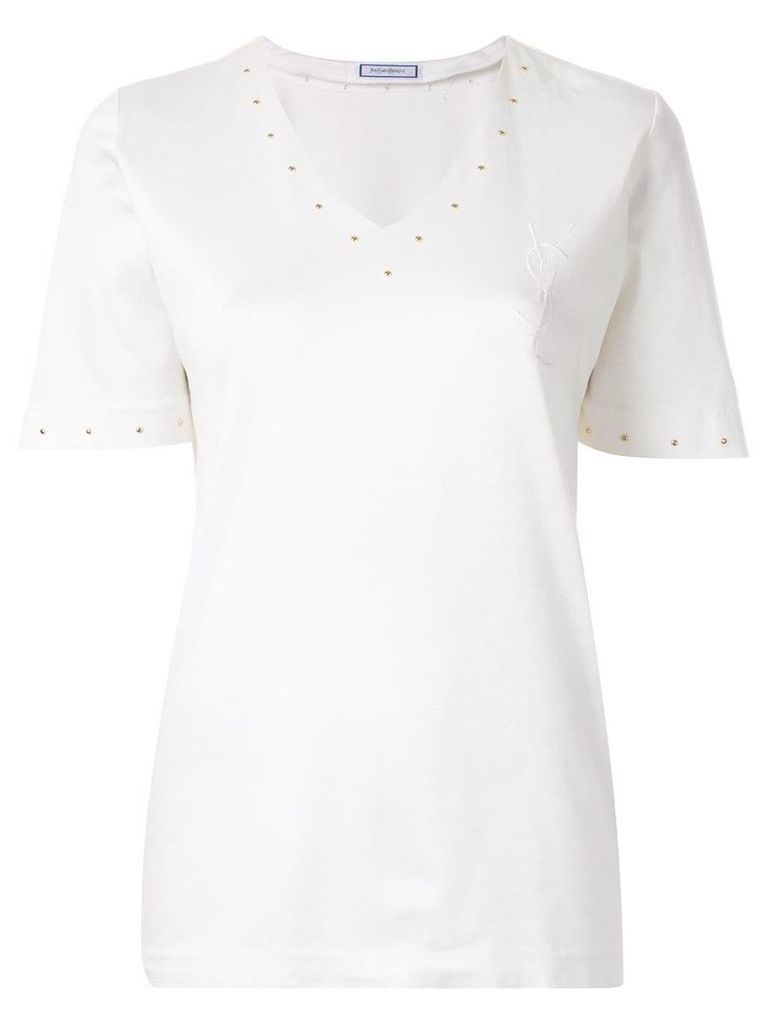 Yves Saint Laurent Pre-Owned stud embellished top - White