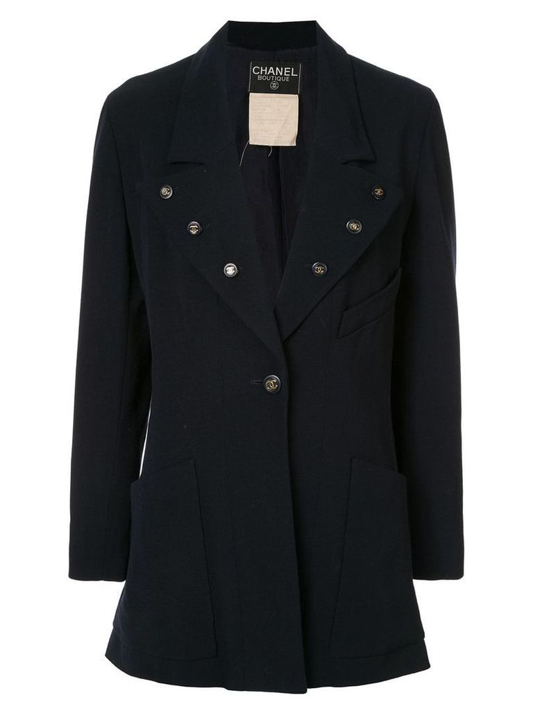 Chanel Pre-Owned button-embellished blazer - Blue